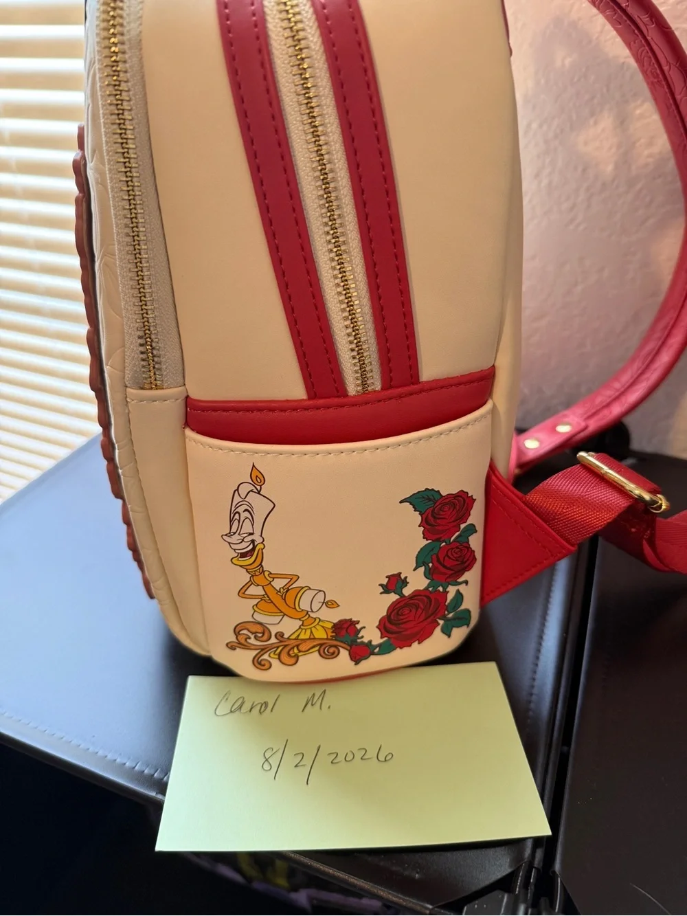 Loungefly Cream Belle Book-Scene Mini Backpack. Used once